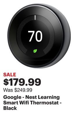 Best Buy Google - nest learning smart wifi thermostat - black offer