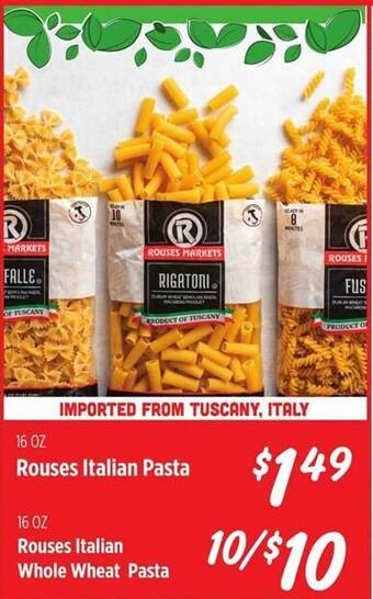 Rouses Rouses italian pasta or whole wheat pasta offer