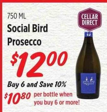 Rouses Social bird prosecco offer