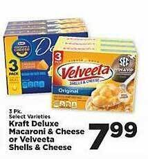 IGA Kraft deluxe macaroni & cheese or velveeta shells & cheese offer