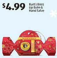Aldi Burt's bees lip balm & hand salve offer