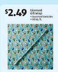 Aldi Licensed gift wrap offer