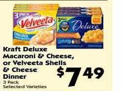Food Giant Kraft deluxe macaroni & cheese, or velveeta shells & cheese dinner offer
