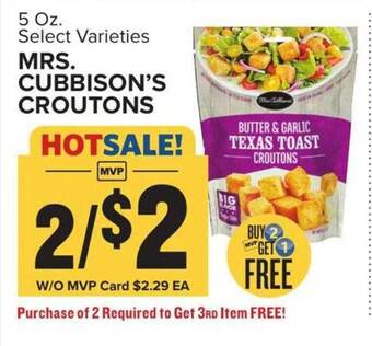 Food Lion Mrs. cubbison's croutons offer