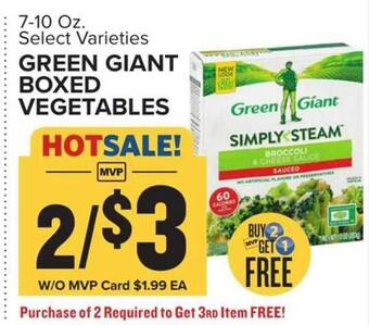 Food Lion Green giant boxed vegetables offer