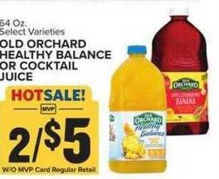 Food Lion Old orchard healthy balance or cocktail juice offer
