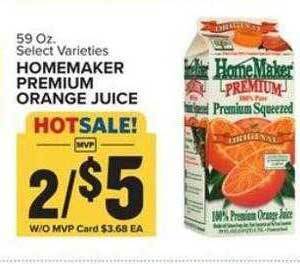 Food Lion Homemaker premium orange juice offer