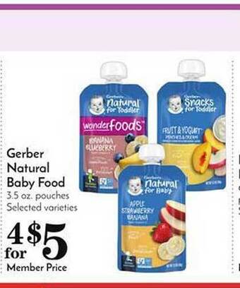 Pavilions Gerber natural baby food offer