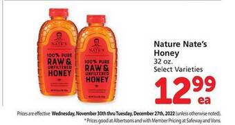 Safeway Nature nate's honey offer