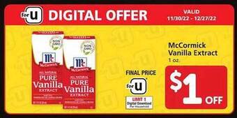 Safeway Mccormick vanilla extract offer