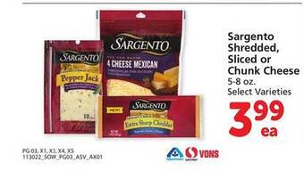 Safeway Sargento shredded, sliced or chunk cheese offer