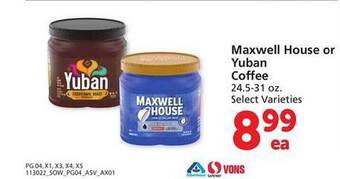 Safeway Maxwell house or yuban coffee offer