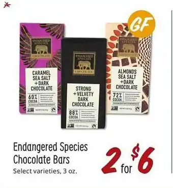 Sprouts Farmers Market Endangered species chocolate bars offer