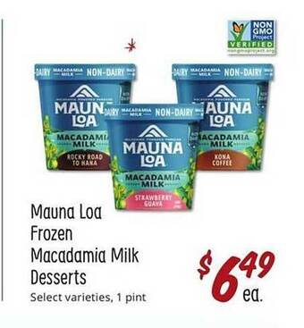 Sprouts Farmers Market Mauna loa frozen macadamia milk desserts offer
