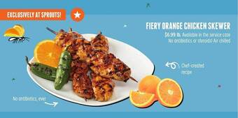 Sprouts Farmers Market Fiery orange chicken skewer offer