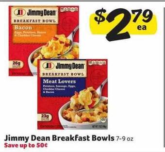 Winn Dixie Jimmy dean breakfast bowls offer