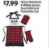 Aldi Merry moments 3-piece apron, oven mittand potholder set offer