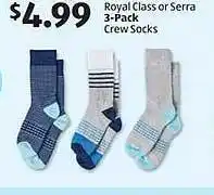 Aldi Royal class or serra 3-pack crew socks offer