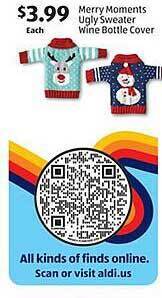 Aldi Merry moments ugly sweater wine bottle cover offer