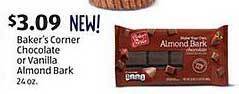 Aldi Baker's corner chocolate or vanilla almond bark offer