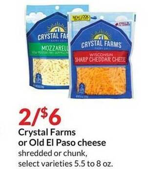 Hy-Vee Crystal farms or old el paso cheese offer