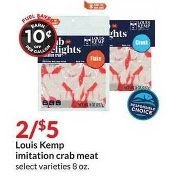 Hy-Vee Louis kemp imitation crab meat offer
