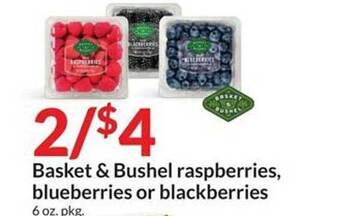 Hy-Vee Basket & bushel raspberries, blueberries or blackberries offer