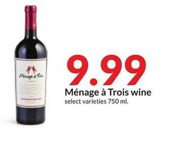Hy-Vee Ménage à trois wine offer