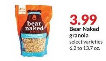 Hy-Vee Bear naked granola offer