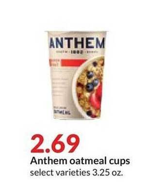 Hy-Vee Anthem oatmeal cups offer
