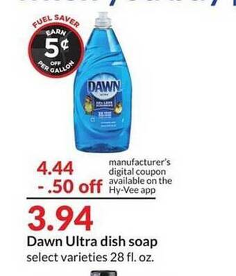 Hy-Vee Dawn ultra dish soap offer