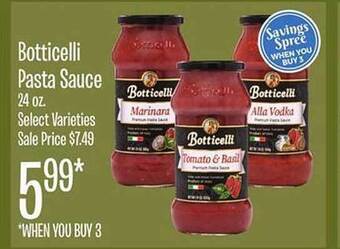 Jewel-Osco Botticelli pasta sauce offer