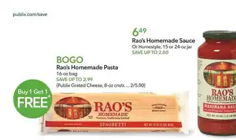 Publix Raos's homemade pasta or sauce offer