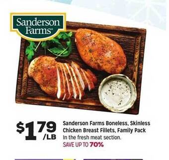 Grocery Outlet Sanderson farms boneless, skinless chicken breast fillets, family pack offer