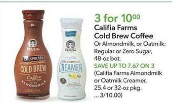 Publix Califia farms cold brew coffee offer