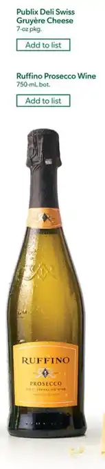 Publix Ruffino Prosecco Wine 750 ml. bot. offer