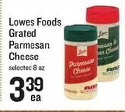 Lowes Foods Lowes foods grated parmesan cheese offer