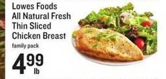Lowes Foods Lowes foods all natural fresh thin sliced chicken breast offer