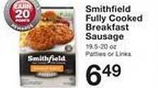 Price Chopper Smithfield fully cooked breakfast sausage offer