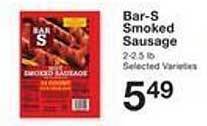 Price Chopper Bar-s smoked sausage offer