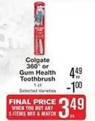 Price Chopper Colgate 360° or gum health toothbrush offer