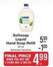Price Chopper Softsoap liquid hand soap refill offer