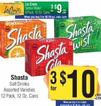 Shasta Soft Drinks Assorted Varieties 12 Pack, 12 oz. cans