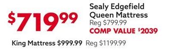 Big Lots Sealy edgefield queen mattress offer