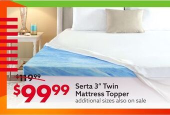 Big Lots Serta 3" twin mattress topper offer