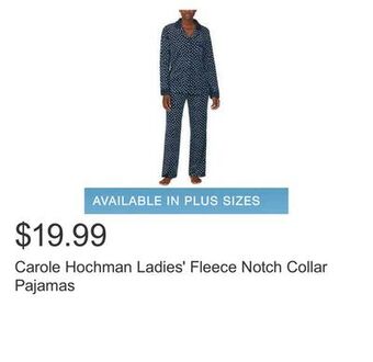 Costco Carole hochman ladies' fleece notch collar pajamas offer