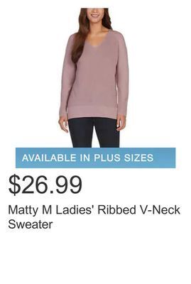 Costco Matty m ladies' ribbed v-neck sweater offer