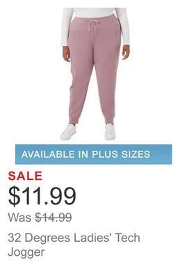 Costco 32 degrees ladies' tech jogger offer