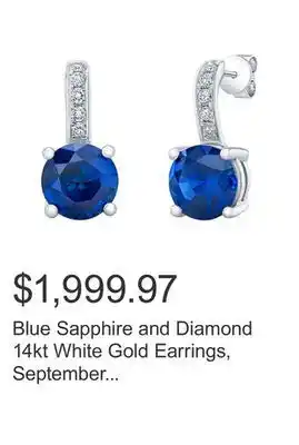 Costco Blue sapphire and diamond 14kt white gold earrings, september birthstone offer