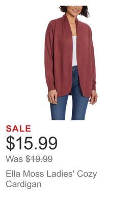 Costco Ella moss ladies' cozy cardigan offer
